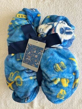 Disney Hanukah Mickey & Minnie Plush Throw Blanket with Yellow Floral Accents